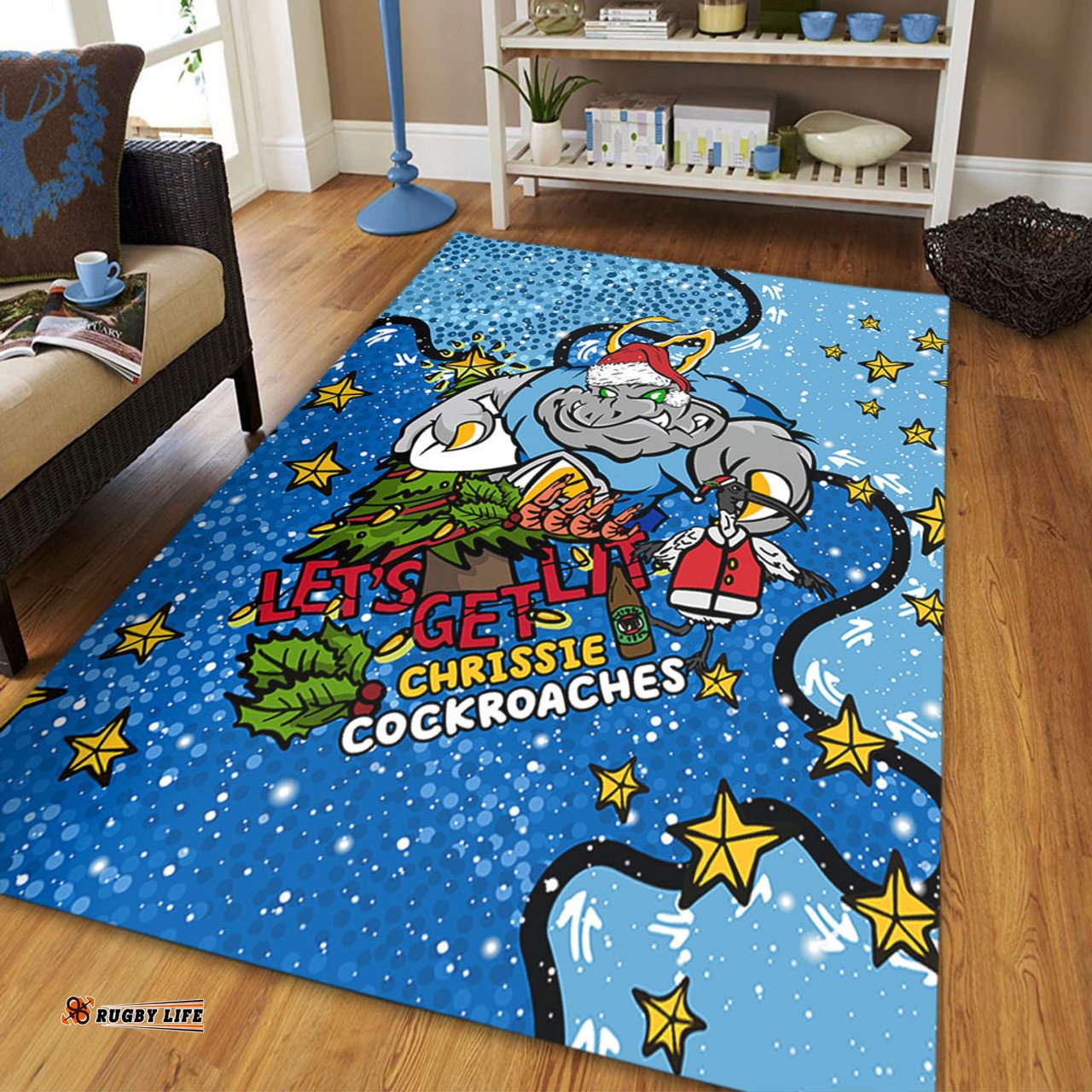 New South Wales Cockroaches Christmas Custom Area Rug - Let's Get Lit Chrisse Pressie Area Rug