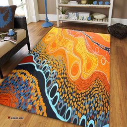 Australia Aboriginal Area Rug - Indigenous Aboriginal Art Dot Area Rug