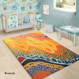 Australia Aboriginal Area Rug - Indigenous Aboriginal Art Dot Area Rug