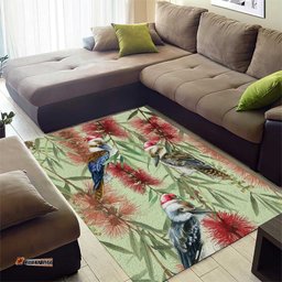 Australia Christmas Area Rug Kookaburra Santa on Callistemon Pastel