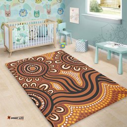 Australia Aboriginal Area Rug - Dot Patterns From Indigenous Australian Culture (Brown) Area Rug