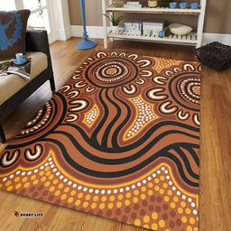 Australia Aboriginal Area Rug - Dot Patterns From Indigenous Australian Culture (Brown) Area Rug