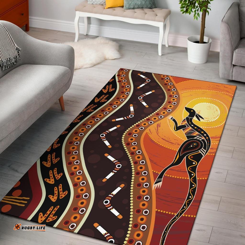 Area Rug Aboriginal Kangaroo Boomerang Dot Panting