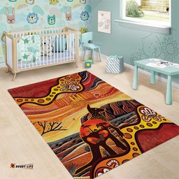 Northern Territory Uluru Area Rug Ayers Rock Kangaroo Aboriginal Art