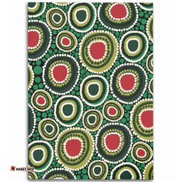 Australia Aboriginal Area Rug - Green Dot Art Circle Pattern From Aboriginal Art Area Rug