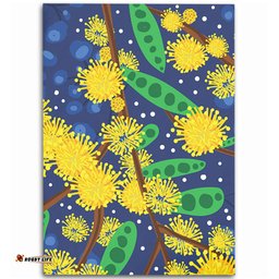 Australia Aboriginal Area Rug - Australian Yellow Wattle Flower Artwork Area Rug