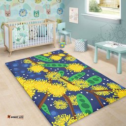 Australia Aboriginal Area Rug - Australian Yellow Wattle Flower Artwork Area Rug