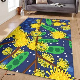 Australia Aboriginal Area Rug - Australian Yellow Wattle Flower Artwork Area Rug
