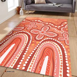 Australia Aboriginal Area Rug - Dot painting illustration in Aboriginal style Orange Area Rug