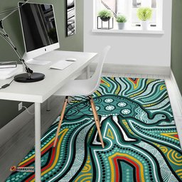 Australia Aboriginal Inspired Area Rug - Aboriginal Inspired Emu Artwork Canyon Blue