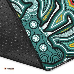 Australia Aboriginal Inspired Area Rug - Aboriginal Inspired Emu Artwork Canyon Blue