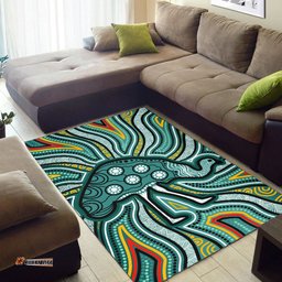Australia Aboriginal Inspired Area Rug - Aboriginal Inspired Emu Artwork Canyon Blue