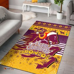 Brisbane Broncos Christmas Area Rug - Custom Merry Christmas Broncos 1992 Retro Heritage Jersey