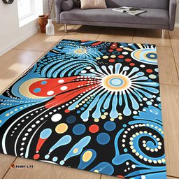 Australia Aboriginal Area Rug - Traditional Australian Aboriginal Native Design (Black) Ver 3 Area Rug