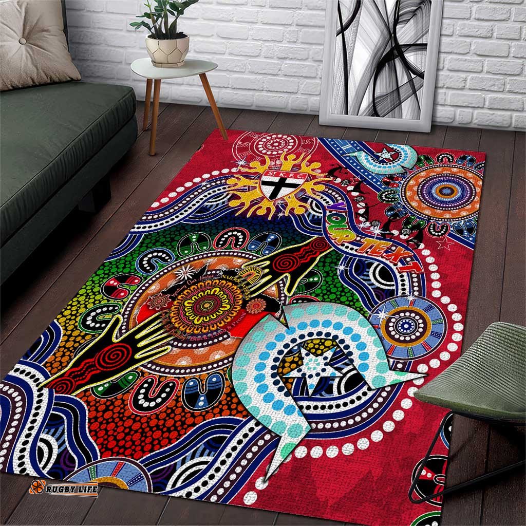 Custom NAIDOC Week 2024 St Kilda Saints Area Rug Australia Aboriginal Dot Painting