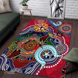 Custom NAIDOC Week 2024 St Kilda Saints Area Rug Australia Aboriginal Dot Painting