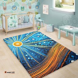 Australia Dreaming Aboriginal Area Rug - Aboriginal Culture Indigenous Dot Painting Inspired Area Rug