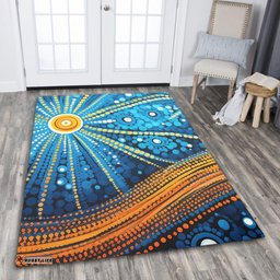 Australia Dreaming Aboriginal Area Rug - Aboriginal Culture Indigenous Dot Painting Inspired Area Rug