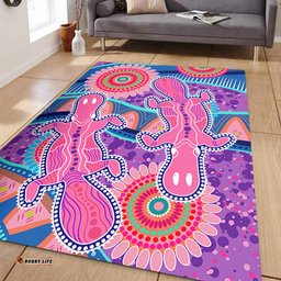Australia Animals Platypus Aboriginal Area Rug - Pink Platypus With Aboriginal Art Dot Painting Patterns Inspired Area Rug