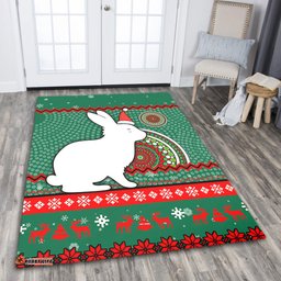 South Sydney Rabbitohs Area Rug - Australia Ugly Xmas With Aboriginal Patterns For Die Hard Fans