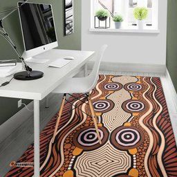 Australia Aboriginal Inspired Area Rug - Brown Dot Design Vector Aboriginal Artwork