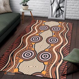Australia Aboriginal Inspired Area Rug - Brown Dot Design Vector Aboriginal Artwork