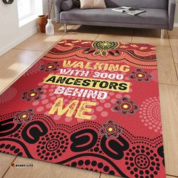 Australia Aboriginal Area Rug - Walking with 3000 Ancestors Behind Me Red and Gold Patterns Area Rug