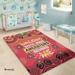 Australia Aboriginal Area Rug - Walking with 3000 Ancestors Behind Me Red and Gold Patterns Area Rug