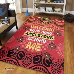 Australia Aboriginal Area Rug - Walking with 3000 Ancestors Behind Me Red and Gold Patterns Area Rug