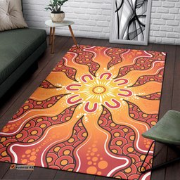 Australia Aboriginal Inspired Area Rug - Yellow Aboriginal Dot Artwork