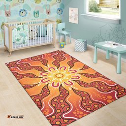 Australia Aboriginal Inspired Area Rug - Yellow Aboriginal Dot Artwork