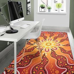 Australia Aboriginal Inspired Area Rug - Yellow Aboriginal Dot Artwork
