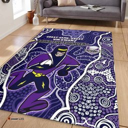 Melbourne Storm Grand Final Custom Area Rug - Custom Melbourne Storm With Contemporary Style Of Aboriginal Painting Area Rug
