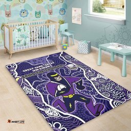 Melbourne Storm Grand Final Custom Area Rug - Custom Melbourne Storm With Contemporary Style Of Aboriginal Painting Area Rug