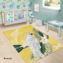 Australia Cacatua Galerita Area Rug Sulphur Crested Cockatoo Aboriginal Art