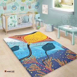Australia Aboriginal Area Rug - Stingray Aboriginal Art Area Rug