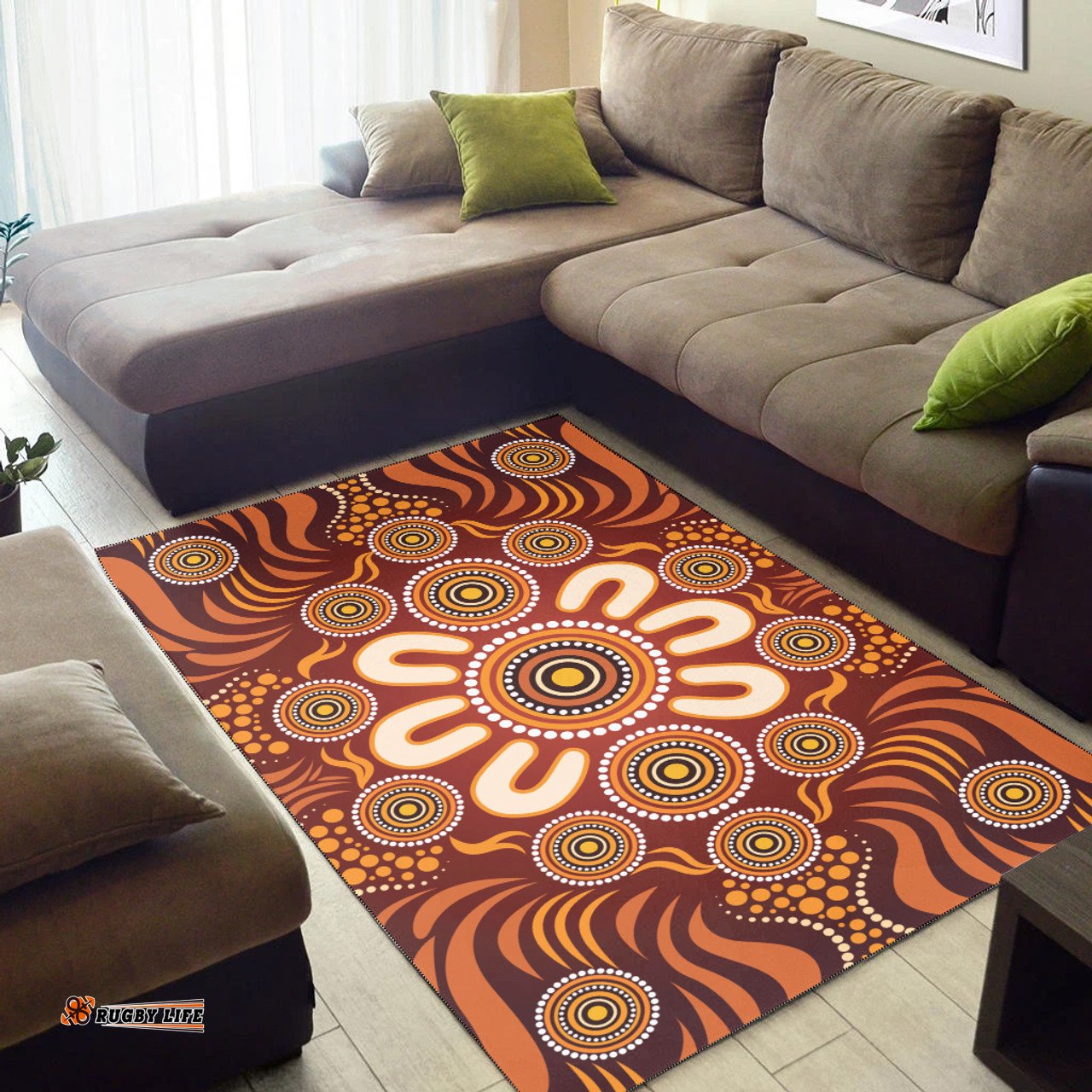 Australia Aboriginal Inspired Area Rug - Aboriginal Art Dot Painting Pattern