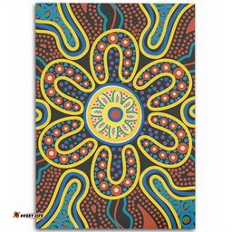 Australia Dot Painting Inspired Aboriginal Area Rug - Aboriginal Dot Art Color Inspired Area Rug