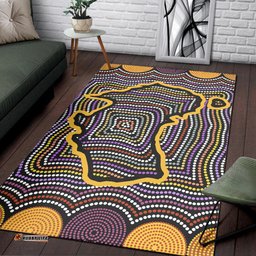 Australia Aboriginal Inspired Area Rug - Australia Map Aboriginal Art Painting