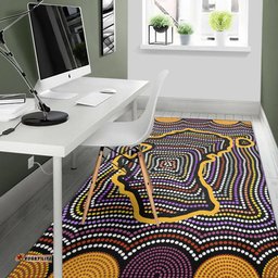 Australia Aboriginal Inspired Area Rug - Australia Map Aboriginal Art Painting