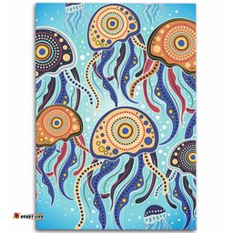 Australia Dot Painting Inspired Aboriginal Area Rug - Jellyfish Art In Aboriginal Dot Style Area Rug