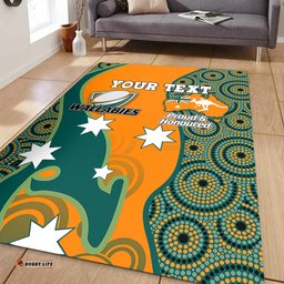 Australia Wallabies Custom Area Rug - Custom Proud And Honoured Indigenous Aboriginal Inspired Gold Jersey Area Rug