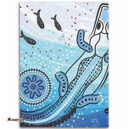 Australia Crocodile Area Rug - Aboriginal Dot Artwork With Crocodile Area Rug