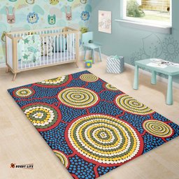 Australia Aboriginal Area Rug - Beautiful Indigenous Seamless Pattern Based in Universe with Galaxies Form Area Rug