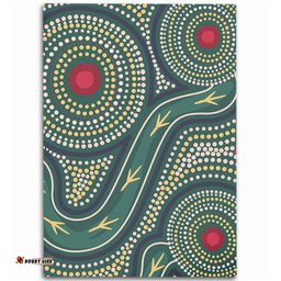 Australia Aboriginal Area Rug - Green Aboriginal Dot Art Style Vector Painting Area Rug