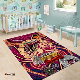 Brisbane Lions NAIDOC Week 2024 Area Rug Mascot Football