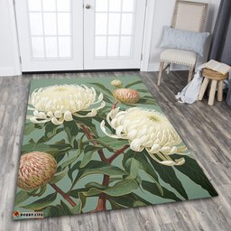 Australia Waratah Area Rug - White Waratah Flowers Fine Art Ver1 Area Rug