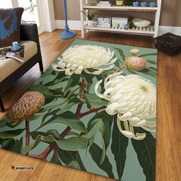 Australia Waratah Area Rug - White Waratah Flowers Fine Art Ver1 Area Rug