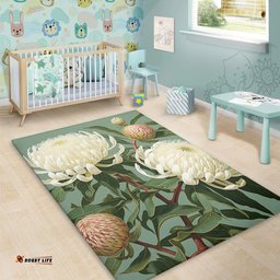 Australia Waratah Area Rug - White Waratah Flowers Fine Art Ver1 Area Rug