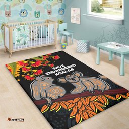 Australia Koala Area Rug - Aboriginal Save Endangered Koalas Red Bottle Brush Flower Area Rug